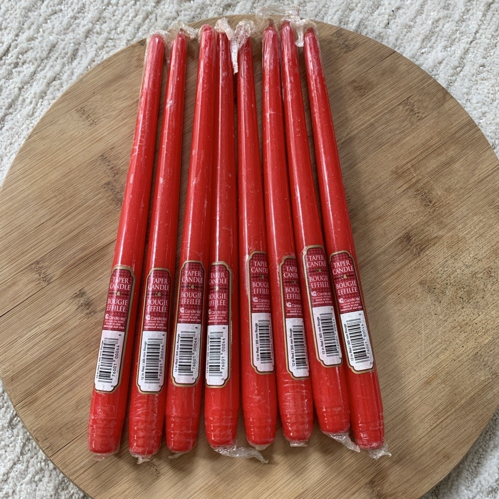 Vintage Bougie Effilee Candle-lite Made In USA 12" Red Taper Candle Lot Of 8 NOS